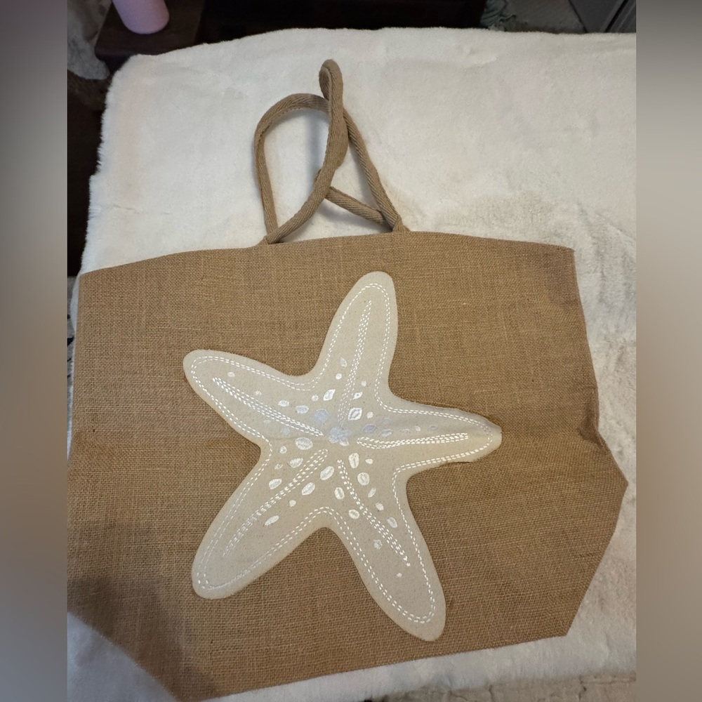 Beige Tote Bag with Starfish Design
